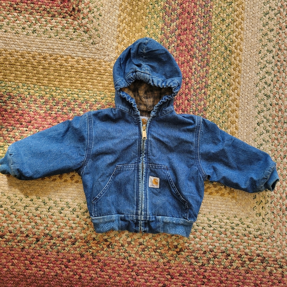 Vintage Carhartt 2001 Zip‎ Up Jean Bomber Jacket Logo, Size Toddler 3T